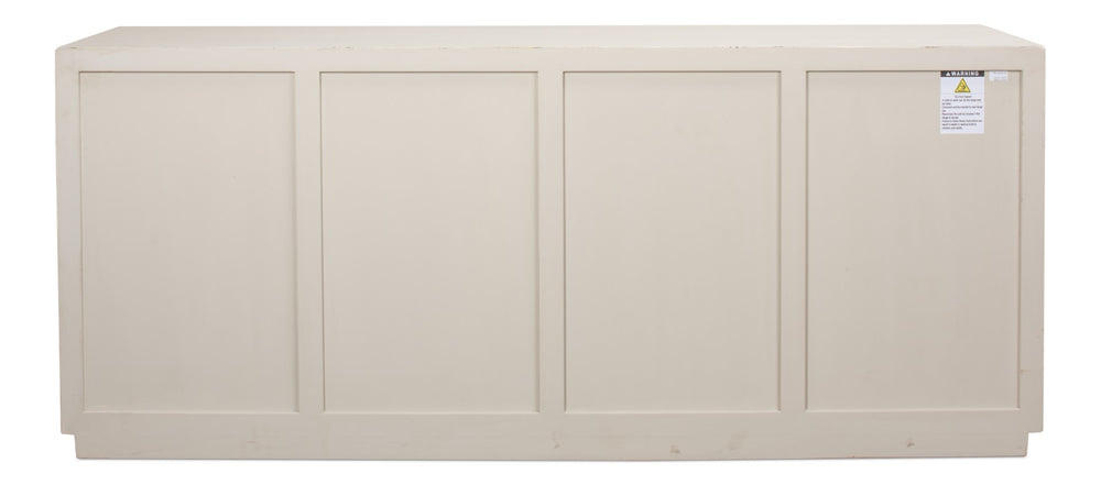 Sarreid Hollis 4-door Sideboard In Antique White With Natural Pine Doors - Stylish Storage Solution White  53415-3