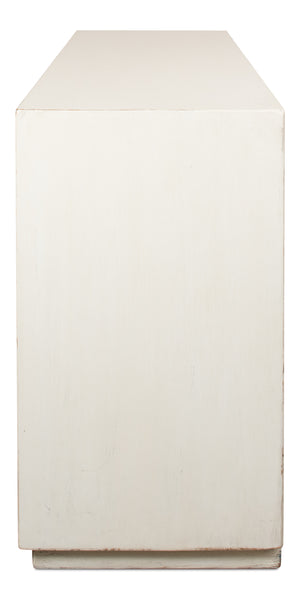 Sarreid Hollis 4-door Sideboard In Antique White With Natural Pine Doors - Stylish Storage Solution White  53415-3