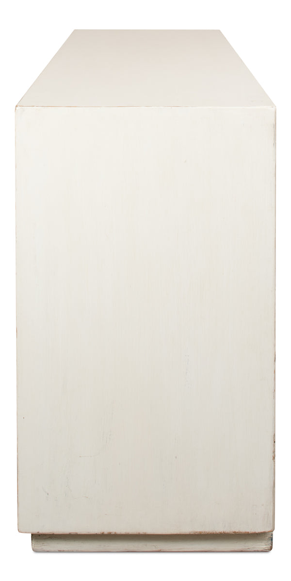 Sarreid Hollis 4-door Sideboard In Antique White With Natural Pine Doors - Stylish Storage Solution White  53415-3