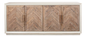 Sarreid Hollis 4-door Sideboard In Antique White With Natural Pine Doors - Stylish Storage Solution White  53415-3