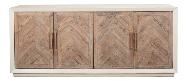 Sarreid Hollis 4-door Sideboard In Antique White With Natural Pine Doors - Stylish Storage Solution White  53415-3