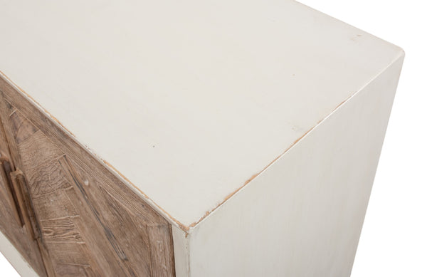 Sarreid Hollis 4-door Sideboard In Antique White With Natural Pine Doors - Stylish Storage Solution White  53415-3