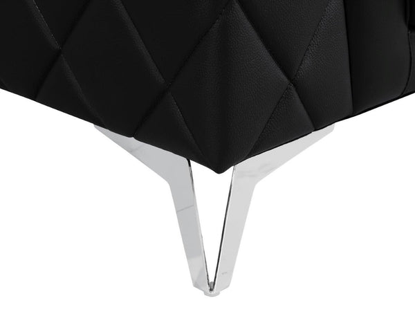 Homeroots 89" Black Italian Leather Sofa With Silver Legs Dark Grey  534155