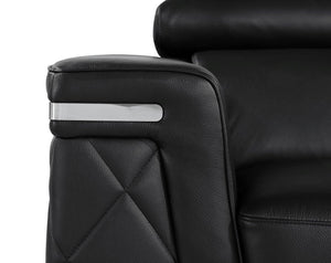 Homeroots 89" Black Italian Leather Sofa With Silver Legs Dark Grey  534155