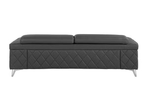 HomeRoots 89" Italian Leather Sofa with Silver Legs - Modern Design, Plush Seating, Durable Build, Seats 3 Comfortably DARK GRAY 534156