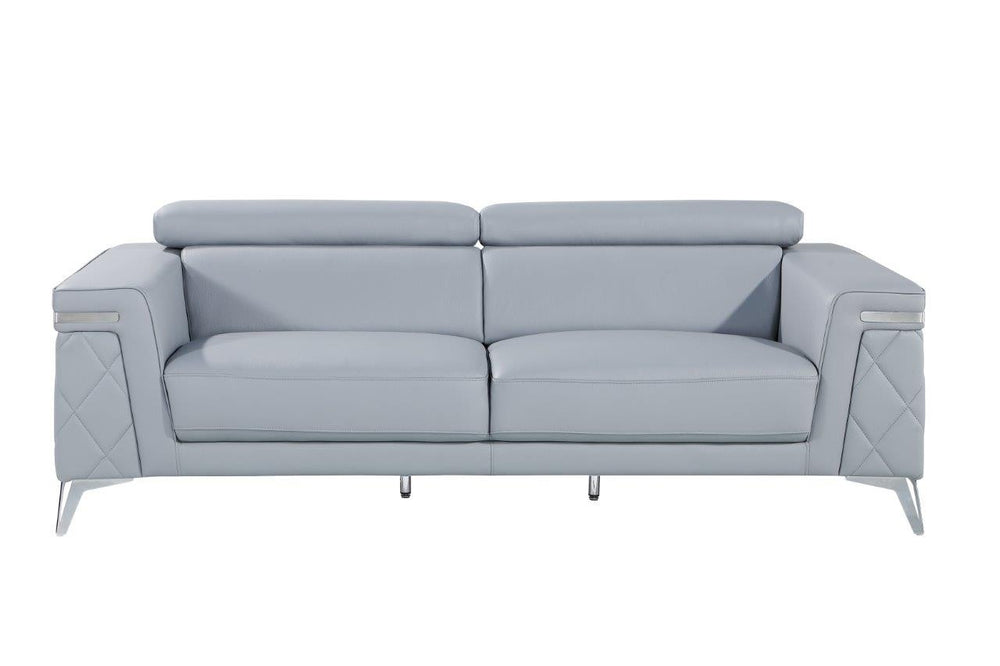 Homeroots 89" Light Blue Italian Leather Sofa With Silver Legs Light Grey  534157