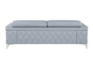 Homeroots 89" Light Blue Italian Leather Sofa With Silver Legs Light Grey  534157