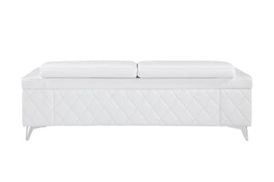 Homeroots 89" White Italian Leather Sofa With Silver Legs White  534158