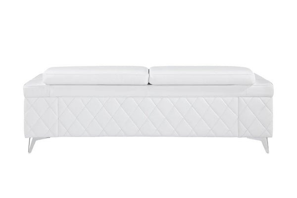 Homeroots 89" White Italian Leather Sofa With Silver Legs White  534158