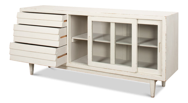 Sarreid Reese Sideboard In Antique White - Elegant Pine Storage Solution For Stylish Home Décor White  53416-3