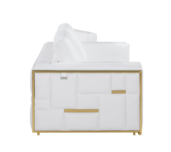 Homeroots White Top Grain Leather Five Person Seating Set White  534160