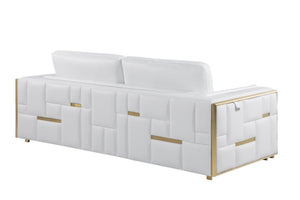 Homeroots White Top Grain Leather Five Person Seating Set White  534160