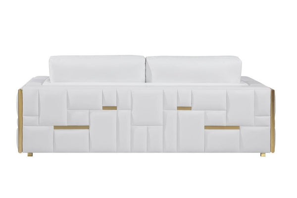 Homeroots White Top Grain Leather Five Person Seating Set White  534160