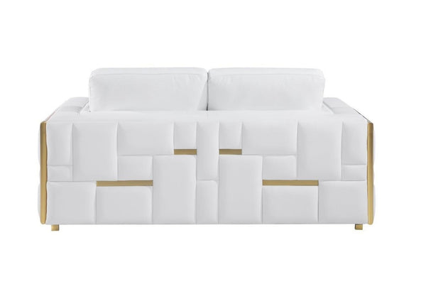 HomeRoots Two Piece White Italian Leather Seating Set for 5 - Luxurious, Stylish, and Comfortable Design 534163
