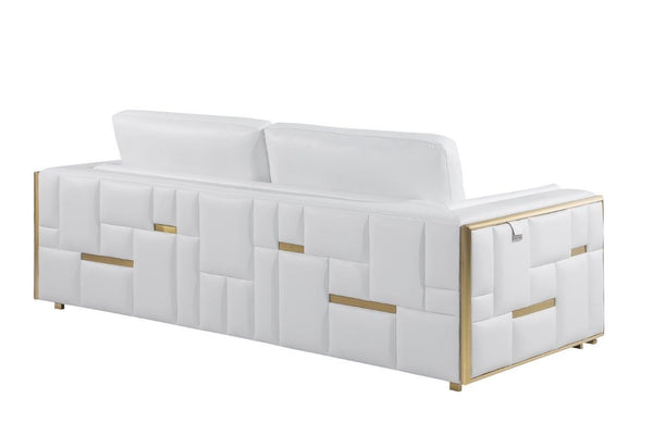 Homeroots Two Piece White Italian Leather Five Person Seating Set White  534163