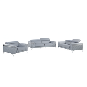 Homeroots Three Piece Indoor Blue Five Person Seating Set Light Grey  534167