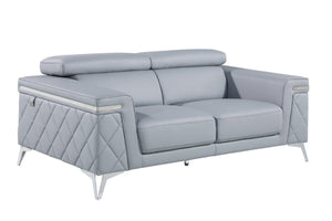 HomeRoots Three Piece Indoor Blue Leather Seating Set for 5 – Modern Design, Comfort, and Durability! 534167