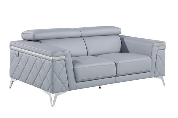 HomeRoots Three Piece Indoor Blue Leather Seating Set for 5 – Modern Design, Comfort, and Durability! 534167