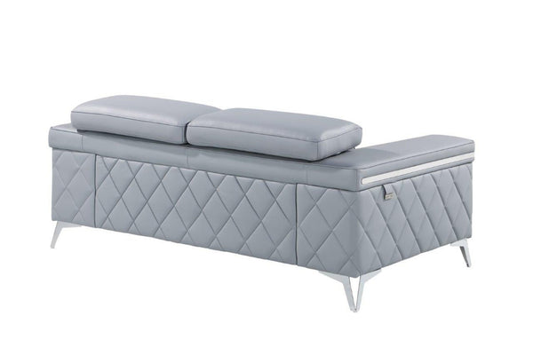 HomeRoots Three Piece Indoor Blue Leather Seating Set for 5 – Modern Design, Comfort, and Durability! 534167