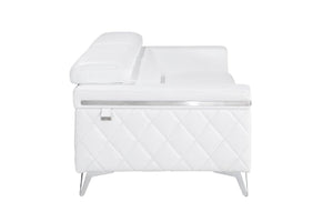 Homeroots White Top Grain Leather Five Person Seating Set White  534168