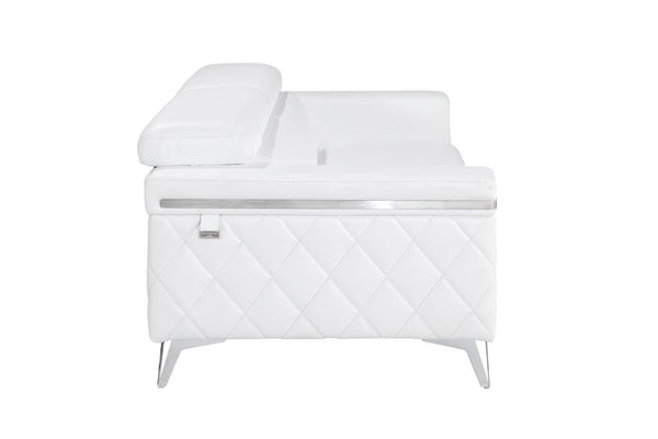 Homeroots White Top Grain Leather Five Person Seating Set White  534168