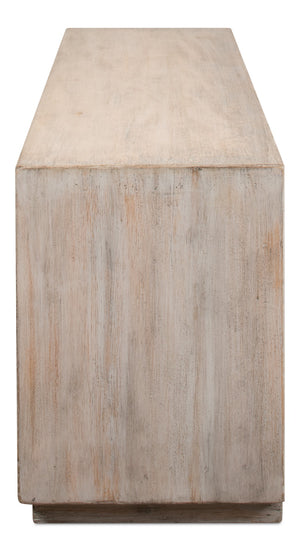 Sarreid Amalia Tv Stand In Stone Grey With Natural Reclaimed Pine Doors - Stylish & Modern Home Décor Grey  53417-1