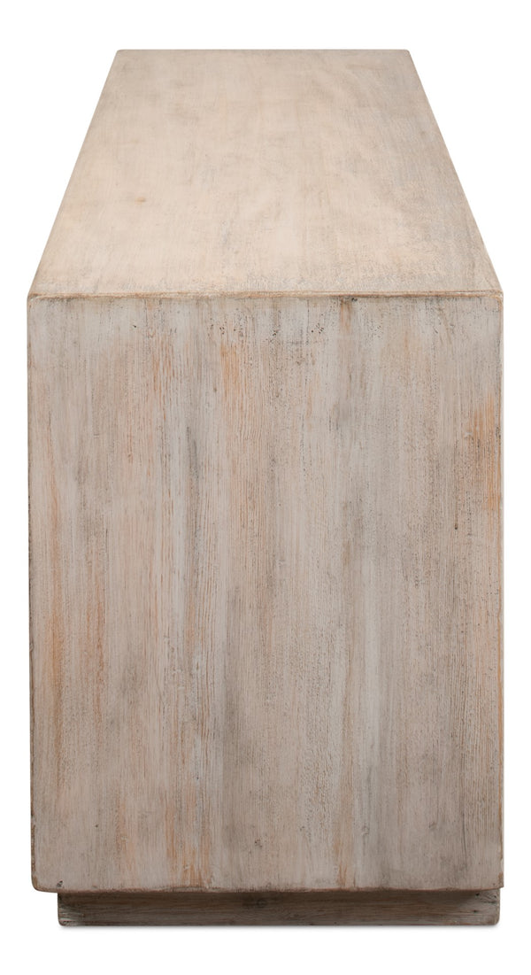 Sarreid Amalia Tv Stand In Stone Grey With Natural Reclaimed Pine Doors - Stylish & Modern Home Décor Grey  53417-1