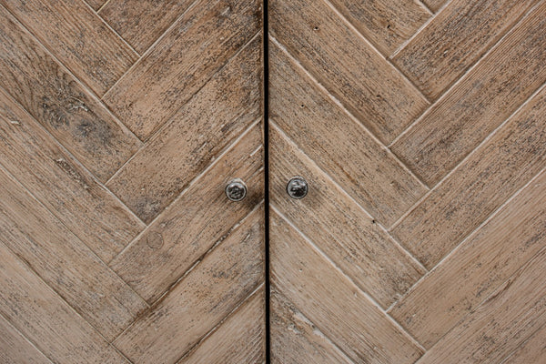 Sarreid Amalia Tv Stand In Stone Grey With Natural Reclaimed Pine Doors - Stylish & Modern Home Décor Grey  53417-1