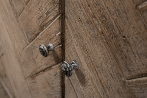 Sarreid Amalia Tv Stand In Stone Grey With Natural Reclaimed Pine Doors - Stylish & Modern Home Décor Grey  53417-1