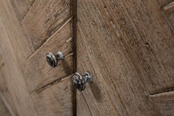 Sarreid Amalia Tv Stand In Stone Grey With Natural Reclaimed Pine Doors - Stylish & Modern Home Décor Grey  53417-1