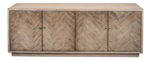 Sarreid Amalia Tv Stand In Stone Grey With Natural Reclaimed Pine Doors - Stylish & Modern Home Décor Grey  53417-1