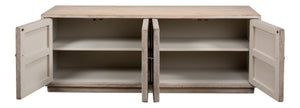 Sarreid Amalia Tv Stand In Stone Grey With Natural Reclaimed Pine Doors - Stylish & Modern Home Décor Grey  53417-1