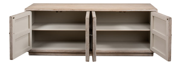 Sarreid Amalia Tv Stand In Stone Grey With Natural Reclaimed Pine Doors - Stylish & Modern Home Décor Grey  53417-1