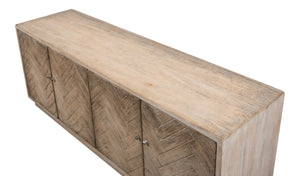 Sarreid Amalia Tv Stand In Stone Grey With Natural Reclaimed Pine Doors - Stylish & Modern Home Décor Grey  53417-1