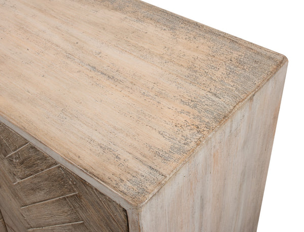 Sarreid Amalia Tv Stand In Stone Grey With Natural Reclaimed Pine Doors - Stylish & Modern Home Décor Grey  53417-1