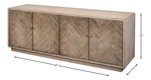 Sarreid Amalia Tv Stand In Stone Grey With Natural Reclaimed Pine Doors - Stylish & Modern Home Décor Grey  53417-1