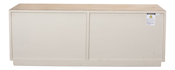 Sarreid Amalia Tv Stand In Antique White - Elegant Reclaimed Pine With Natural Doors For Stylish Living Rooms White  53417-3