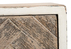 Sarreid Amalia Tv Stand In Antique White - Elegant Reclaimed Pine With Natural Doors For Stylish Living Rooms White  53417-3