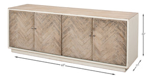 Sarreid Amalia Tv Stand In Antique White - Elegant Reclaimed Pine With Natural Doors For Stylish Living Rooms White  53417-3