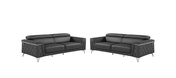 Homeroots Two Piece Gray Four Person Seating Set Dark Grey  534170