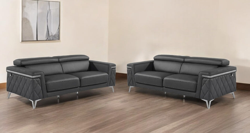 HomeRoots Two Piece Gray Seating Set for Four – Stylish, Durable, and Comfortable for Modern Living Spaces 534170