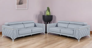 Homeroots Two Piece Blue Four Person Seating Set Light Grey  534171