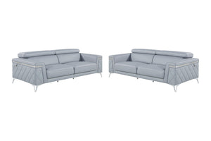 Homeroots Two Piece Blue Four Person Seating Set Light Grey  534171