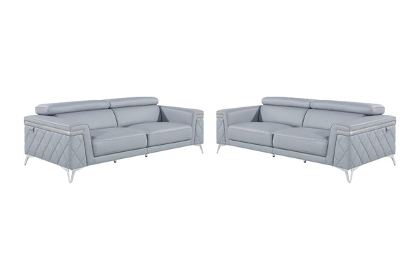 Homeroots Two Piece Blue Four Person Seating Set Light Grey  534171