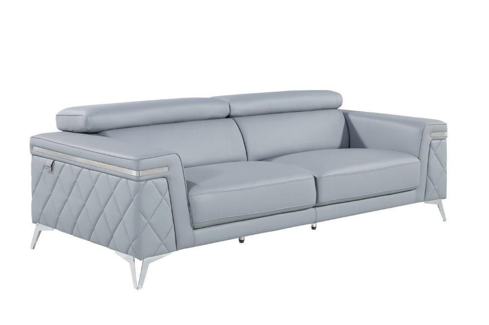 HomeRoots Two Piece Blue Seating Set for Four - Luxurious Leather Upholstery & Solid Wood Frame Comfort 534171