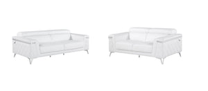 Homeroots Two Piece Indoor White Italian Leather Five Person Seating Set White  534172