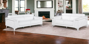 Homeroots Two Piece Indoor White Italian Leather Five Person Seating Set White  534172