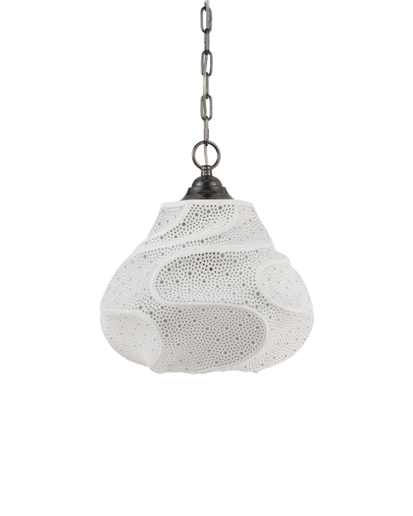 Currey & Company Wintershall White Pendant Light – Sculptural Porcelain Shade, Adjustable Height, Dimmable Elegance White Porcelain ,Metal 9000-1283-currey-company