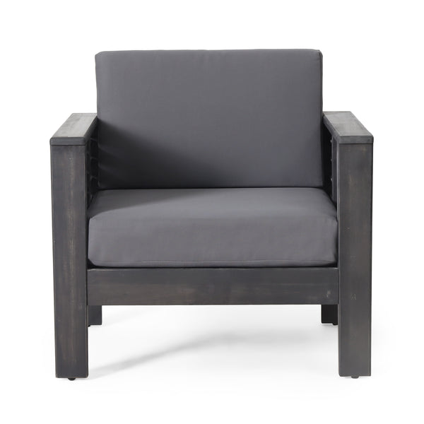 English Elm Christopher Knight Home® - ( Set of 2) Outdoor Acacia Wood Club Chairs with Cushions — Teak finish, water-resistant cushions, sturdy elegant patio seating Grey 70692.00DGRY-2