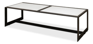 Sarreid Ridged Iron Coffee Table – Stylish Rectangular Design With Elegant Black Finish And Marble Top Black  53428